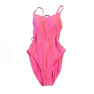 Time and Tru Ribbed One Piece Swimsuit - Neon Pink - Womens Size Medium 8/10